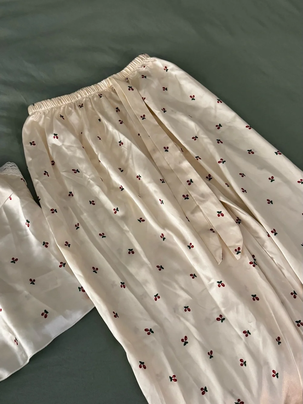 Satin cherry pajama set